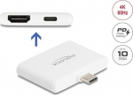 Delock Videoadapter - USB-C male to HDMI, USB-C weiblich - wei&szlig; - 4K60Hz-Unterst&uuml;tzung, USB Power Delivery (94W)