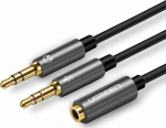 Splitter 3.5mm 4pin female to 2x3.5mm plugs (for headphones + microphone) AV140 UGREEN