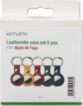 4smarts Leatherette Case Set for AirTags 5 pices (yellow, green, brown, red, blue), white