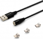 Savio CL-155 USB cable 2 m USB 2.0 USB C Micro USB A/Lightning Black