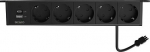 DELTACO power panel, 5 outlet, 1x21W A+C USB-laturi, GST18-connection