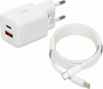Charger iBOX C-42 USB A+C 33W kabel USB-C do USB-C White