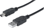 MANHATTAN USB Kabel A -> mini B St/St 1.80m schwarz