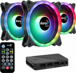 AER Aerocool DUO12PRO Kit 3xFan 12cm ARGB LED Dual Ring Antivibration 6 Pins Black