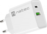 Natec Genesis Ribera wall charger 1x USB-A + 1x USB-C 20W White