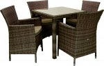 Garden furniture set WICKER table, 4 chairs (12699), dark brown