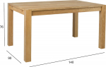 Dining table CHICAGO NEW 140x90xH76cm, oak