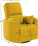 Recliner armchair STINA with swinging and rotating manual mechanism, yellow