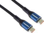 PremiumCord USB-C kabel ( USB 3.2 GEN 2x2, 5A, 100W, 20Gbit/s ) 3m, bavlněn&yacute; oplet