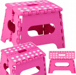 Lean Folding Footstool Step Stool Anti-slip Pink 24 x 19 cm