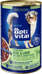 OPTIVITAL Chunks with veal, hearts, liver and carrots - wet dog food - 1250g