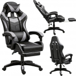 Lean office chair, LEAN gaming chair, swivel office chair Z Footstool Cushions Black and Gray
