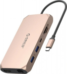 Orico USB-C 12w1 | USB-A 3.1 | USB-A 2.0 | USB-C PD 100W | 1x USB-C 3.1 | 2x HDMI 2.0 4K 60 Hz | 1x DP 1.4 4K 60 Hz | microSD/SD 3.0 | RJ45 Gigabit | 1x audio - pink-gold