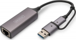 DIGITUS USB Typ-C Gigabit Ethernet Adapter 2.5G, USB-C + USB A (USB3.1/3.0)