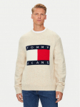 Tommy Jeans Kampsun Flag DM0DM19442 Beež Regular Fit