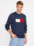 Tommy Jeans Kampsun Flag DM0DM17762 Tumesinine Relaxed Fit