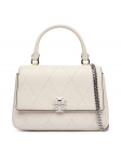 Tory Burch K&auml;ekott Charlie Quilted Mini Top Handle Chain Wallet 186032 Kreemjas