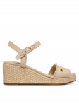 Tommy Hilfiger Sandaalid Mid Woven Wedge Espad Fringe FW0FW09470 Beež