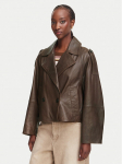 Weekend Max Mara Nahkjope Felino 2625446051 Tumepruun Regular Fit