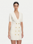 Elisabetta Franchi Kootud kleit AM-66S-51E2 Valge Regular Fit 46