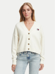 Tommy Jeans Kardigan Fluffy Badge DW0DW23830 Valge Regular Fit
