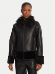 TWINSET Tehisnahast jope 252TP2410 Must Regular Fit