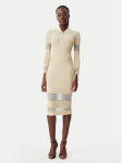 Patrizia Pepe Kootud kleit 8A1420/K078-B814 Beež Slim Fit