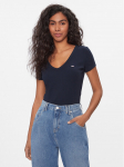 Tommy Jeans T-s&auml;rk Tjw Slim Essential Rib V Ss DW0DW17385 Tumesinine Slim Fit
