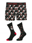 Jack & Jones Komplekti kuuluvad bokserid ja sokid Snow Skulls Giftbox 12285138 Must