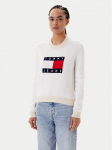 Tommy Jeans Kampsun Colorblock Flag DW0DW20970 Valge Regular Fit