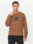 New Balance Pluus Essentials Stacked Logo French Terry Crewneck MT31538 Pruun Regular Fit
