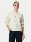 Tommy Jeans Kampsun Fluffy Badge DW0DW23831 Valge Regular Fit