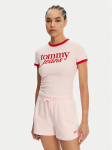 Tommy Jeans T-s&auml;rk Script Ringer DW0DW20631 Roosa Slim Fit XL