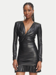 Elisabetta Franchi Tehisnahast kleit AB-989-66E2-V400 Must Slim Fit