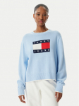 Tommy Jeans Kampsun Intarsia Flag Badge DW0DW22316 Helesinine Relaxed Fit