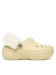 Crocs Pl&auml;tud Classic Platform Fuzz Lined Clog 212854 Beež