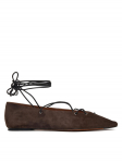 LAUREN RALPH LAUREN Baleriinad Suede Lace-Up Pointed Ballet Flat 818P15775001 Pruun