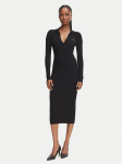 Elisabetta Franchi Kootud kleit AM-08B-66E2-V380 Must Slim Fit