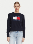 Tommy Jeans Kampsun Intarsia Flag Badge DW0DW22316 Tumesinine Relaxed Fit