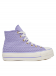 Converse Tennised Chuck Taylor All Star Lift Platform Knit Kadın Mor A13644C Lilla