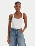 Calvin Klein Jeans Top Monologo Scoop Nk Rib LV047A804G Valge Slim Fit