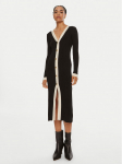 Luisa Spagnoli Kootud kleit Microfilm 58384 Must Slim Fit