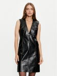 Sisley Tehisnahast kleit 4S6DLV06O Must Slim Fit