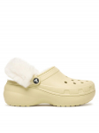 Crocs Pl&auml;tud Classic Platform Fuzz Lined Clog 212854 Beež