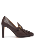 LAUREN RALPH LAUREN Poolsaapad Colleen Perforated Calfskin Kiltie Pump 802P02364004 Tumepruun