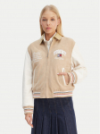 Tommy Jeans Nahkjope Suede Varsity DW0DW22769 Beež Regular Fit