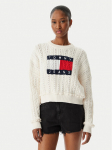 Tommy Jeans Kampsun Intarsia Flag Badge DW0DW22317 Kreemjas Regular Fit