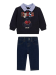 Guess Komplekti kuuluvad pluus ja riidest p&uuml;ksid I6BG06 K5811 Tumesinine Regular Fit