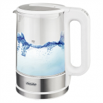 Mesko Home MS 1301W electric kettle 1.7 L 2200 W Stainless steel, Transparent, White