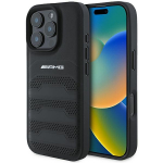 Mercedes AMG AMHCP16XGSEBK iPhone 16 Pro Max 6.9" tarna/must kvakaaneline nahast deebosseeritud jooned must logo
